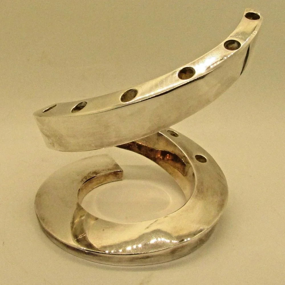 Dansk Jens Quistgaard Spiral Danish Modern Silver Plate Tapered Candle Holder - Picture 2 of 10